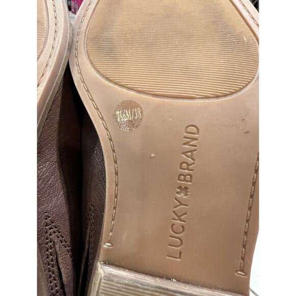 Lucky Brand Brown Leather Maizin Low Block Heel Mule Sz 7.5 - Picture 8 of 9